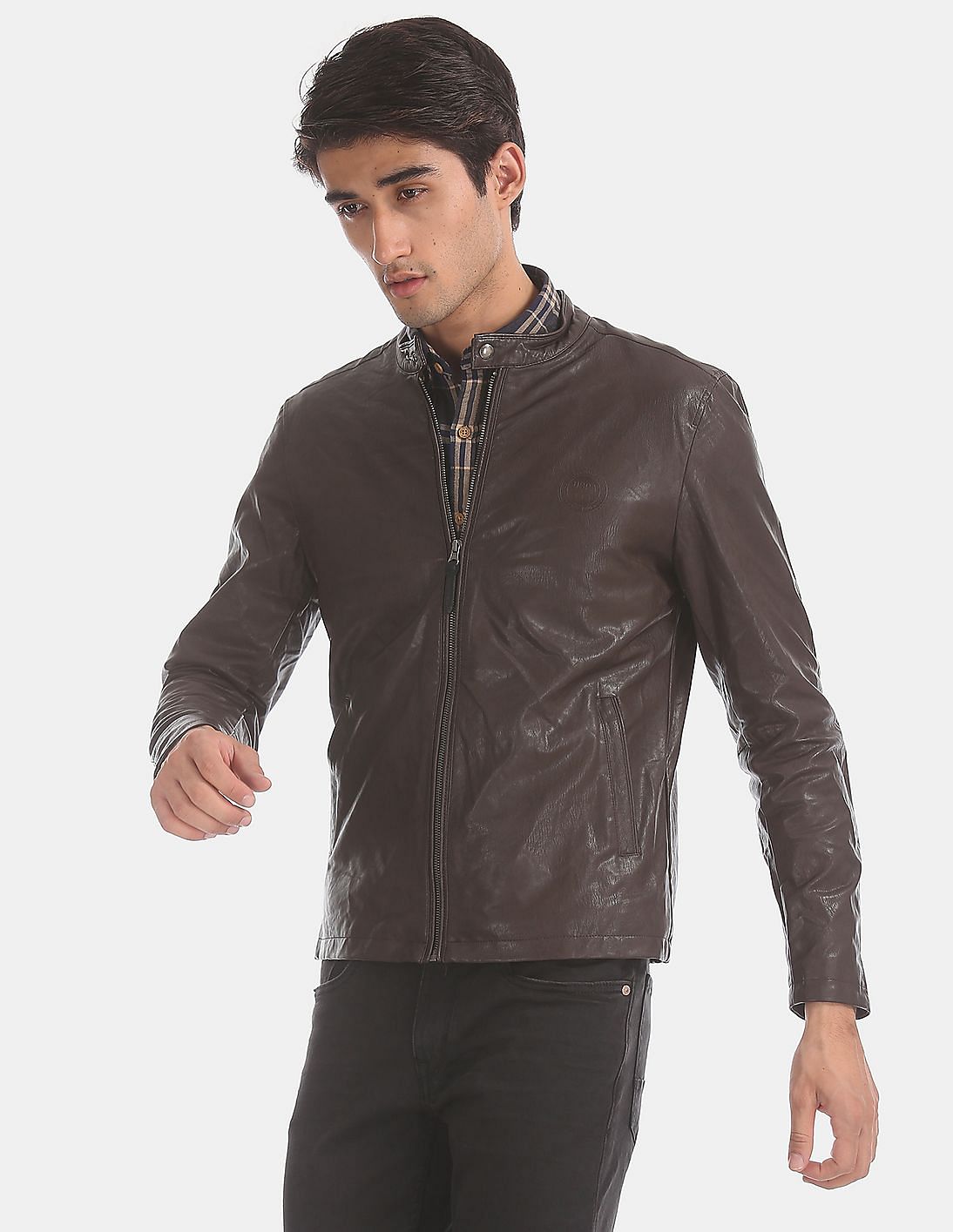 Us polo shop brown leather jacket