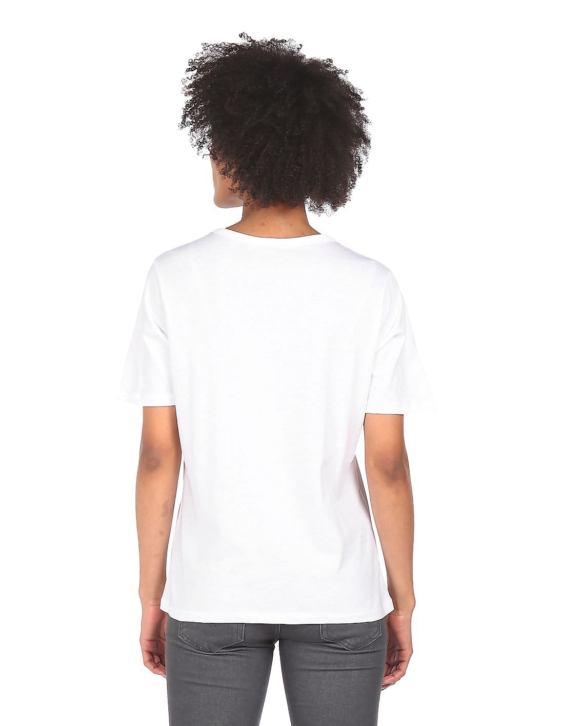 Buy Tommy Hilfiger Women White Round Neck Embroidered Logo T-Shirt