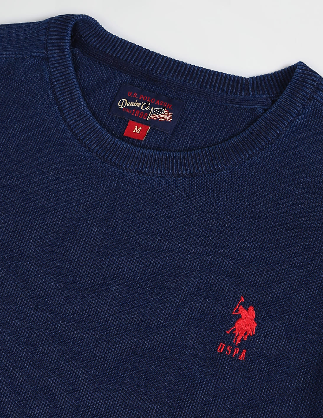 Buy U.S. Polo Assn. Denim Co. Crew Neck Cotton Textured Sweater