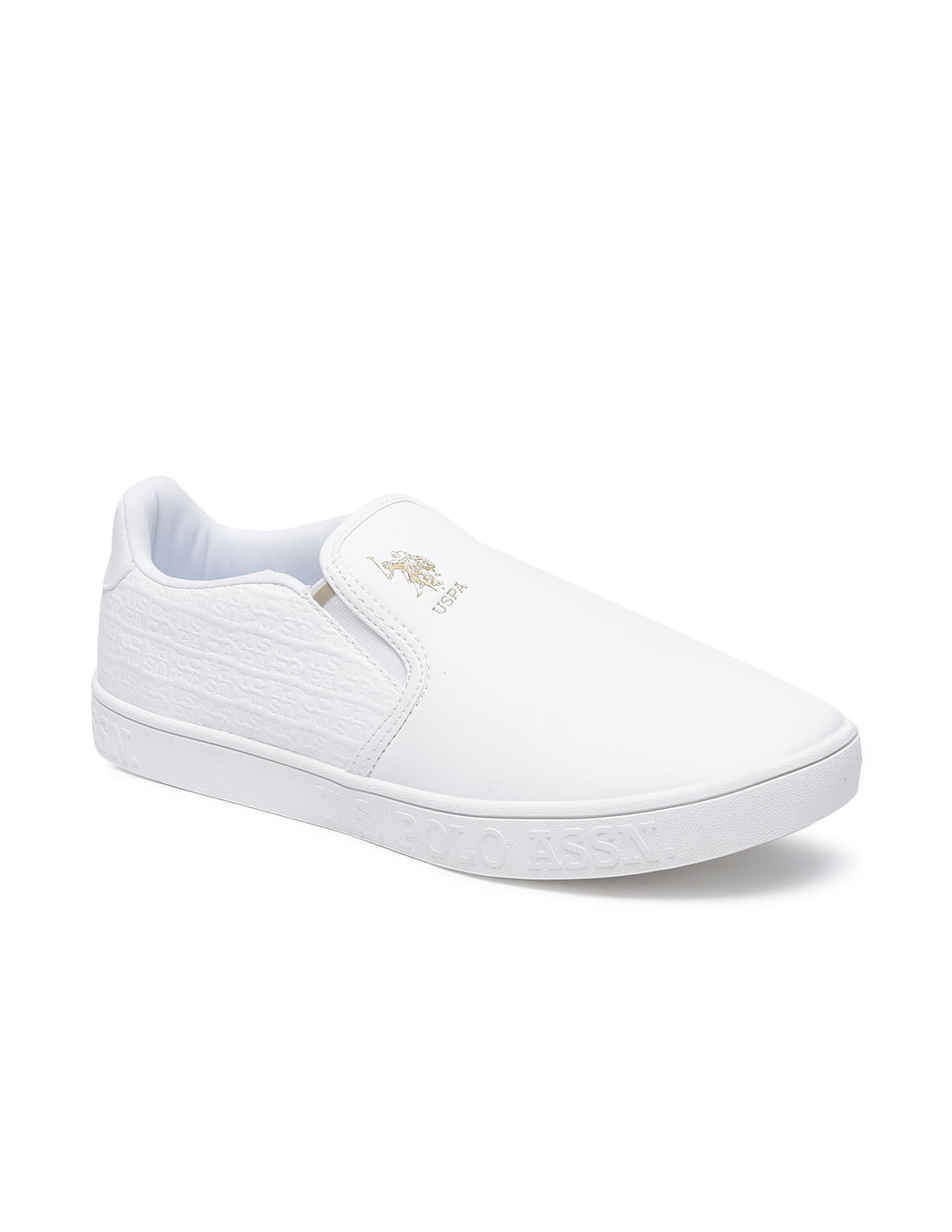 Buy Us Polo Assn Men Off White Lyne Textured Slip On Sneakers 9366