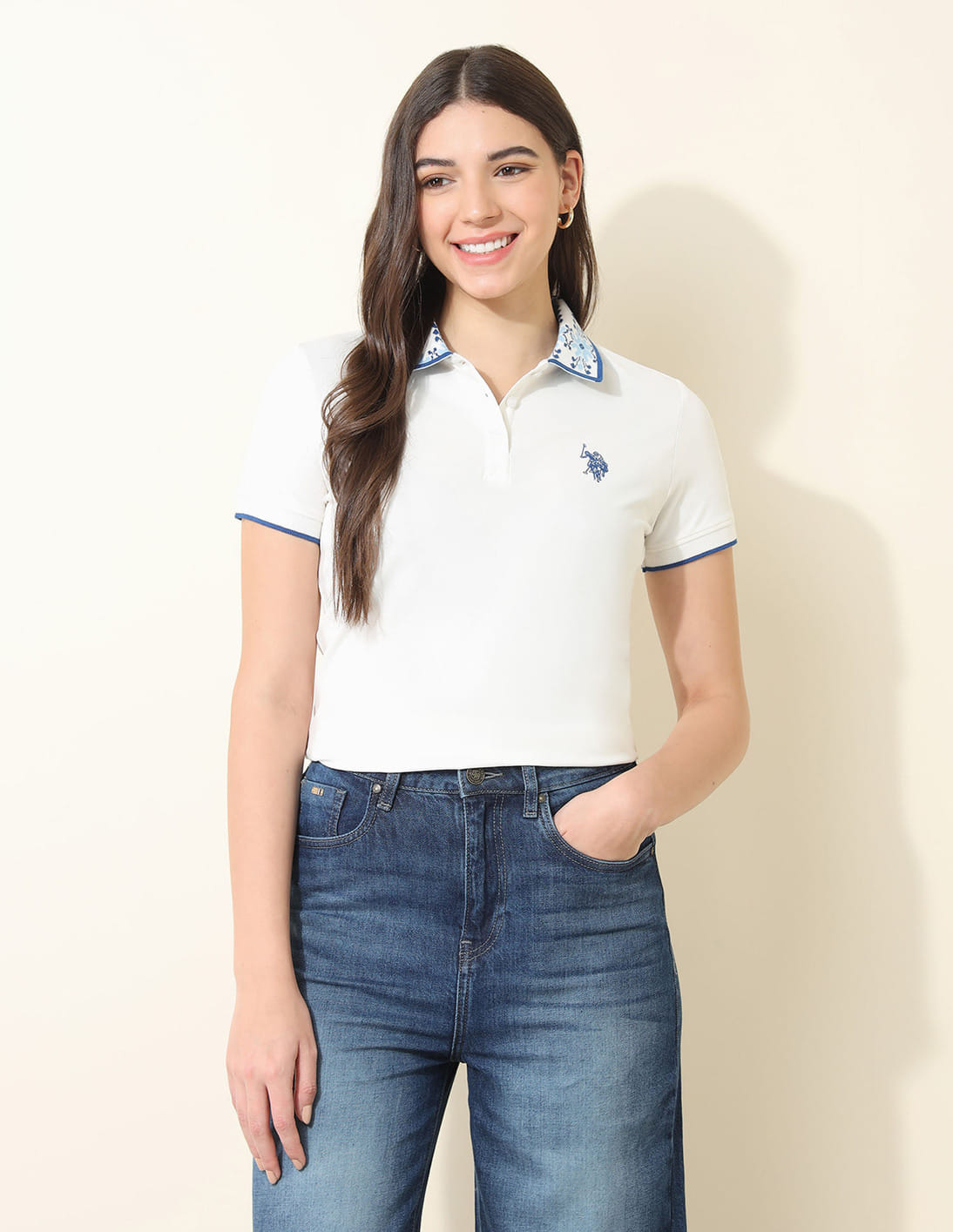 Buy U.S. Polo Assn. Women Regular Fit Jacquard Polo Shirt - NNNOW.com