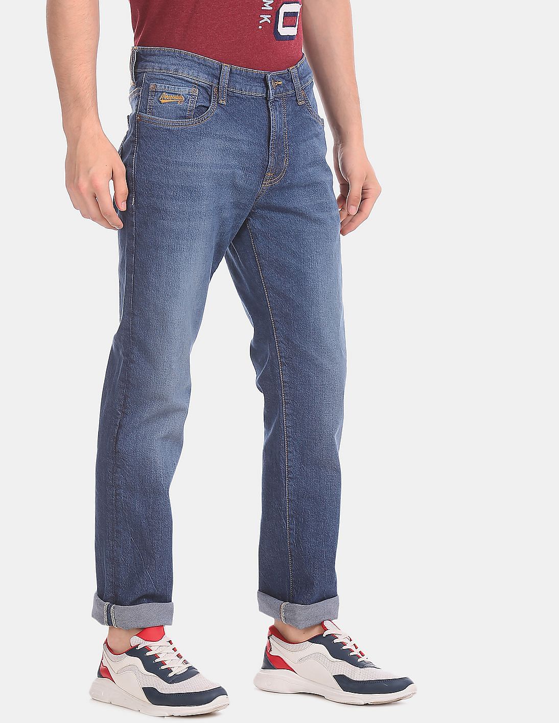 Buy Aeropostale Men Blue Slim Straight Fit Stone Wash Stretch Jeans ...
