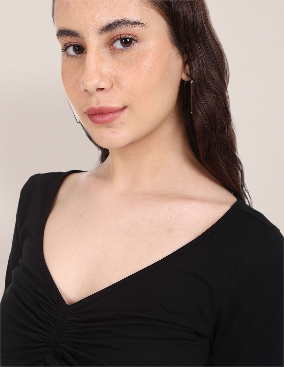 Buy U.S. Polo Assn. Women Long Sleeve V-Neck Crop Top