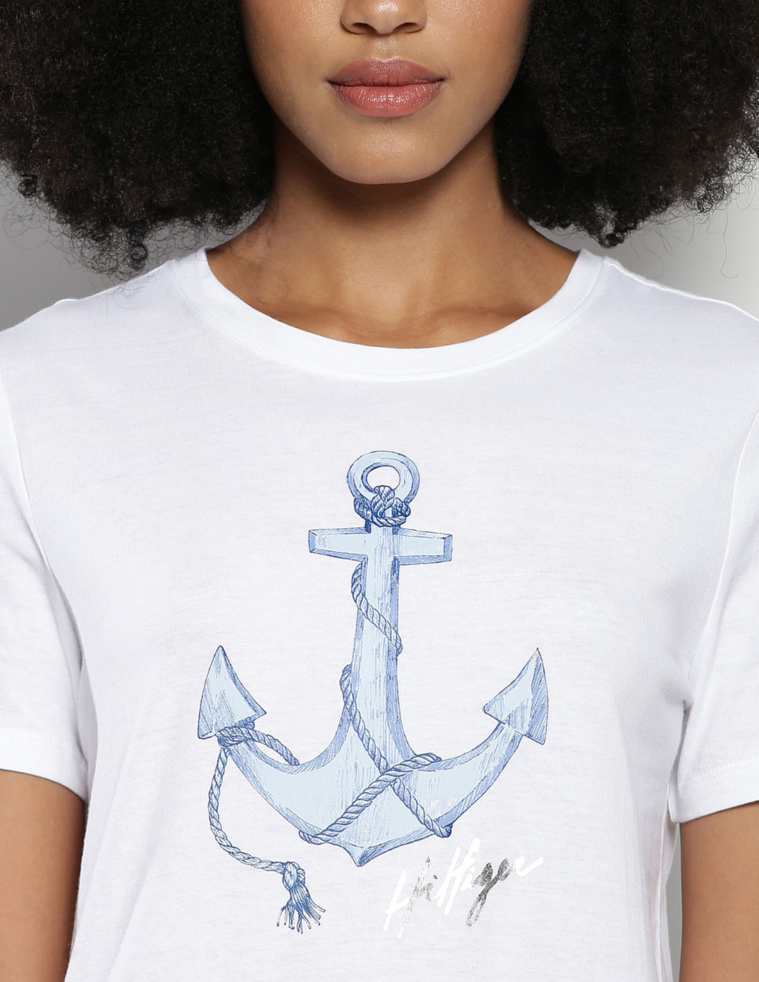 ★KIMHEKIM★Anchor Printed Cotton T-Shirt★大人気★ Anchor Printed Cotton T-Shirt (White) - KIMHĒKIM