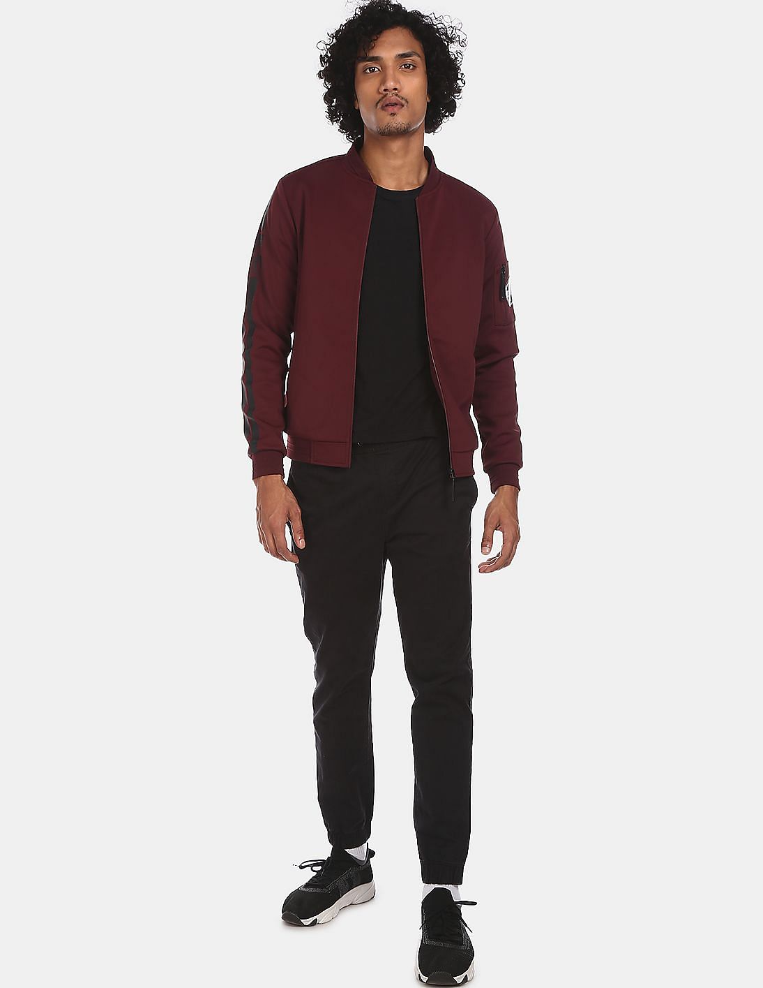 Buy Flying Machine Stand Collar Solid Bomber Jacket NNNOW