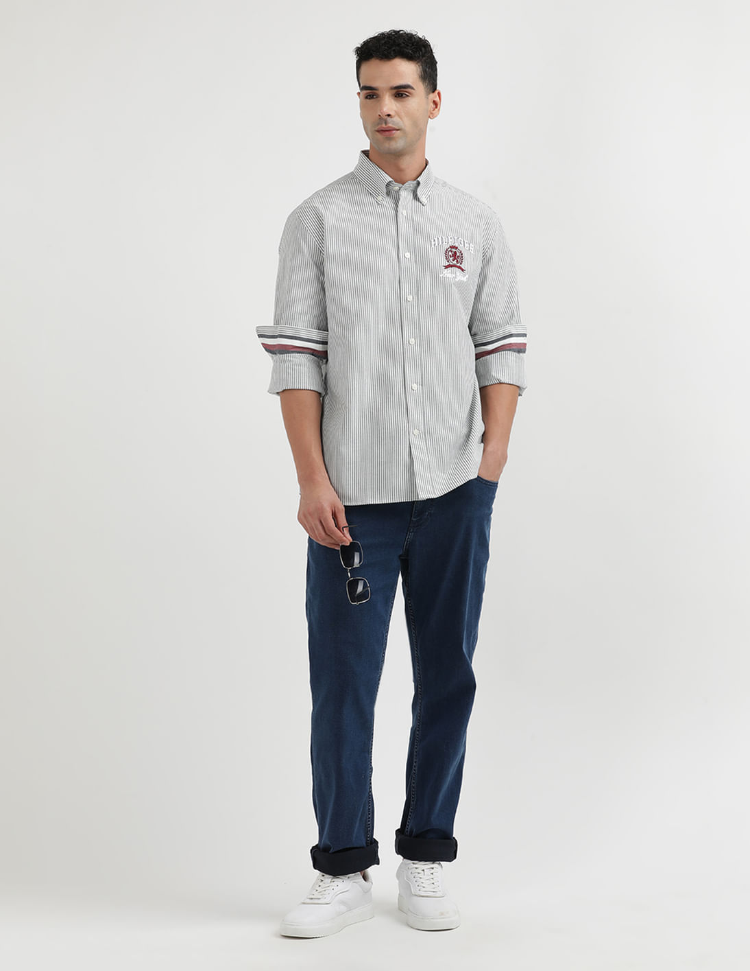 売れ筋商品|||トミー ヒルフィガー シャツ レディース トップス COLLARLESS  - Button-down blouse - classic ithaca/sandalwood Buy Tommy Hilfiger Classic Ithaca Shirt - NNNOW.com
