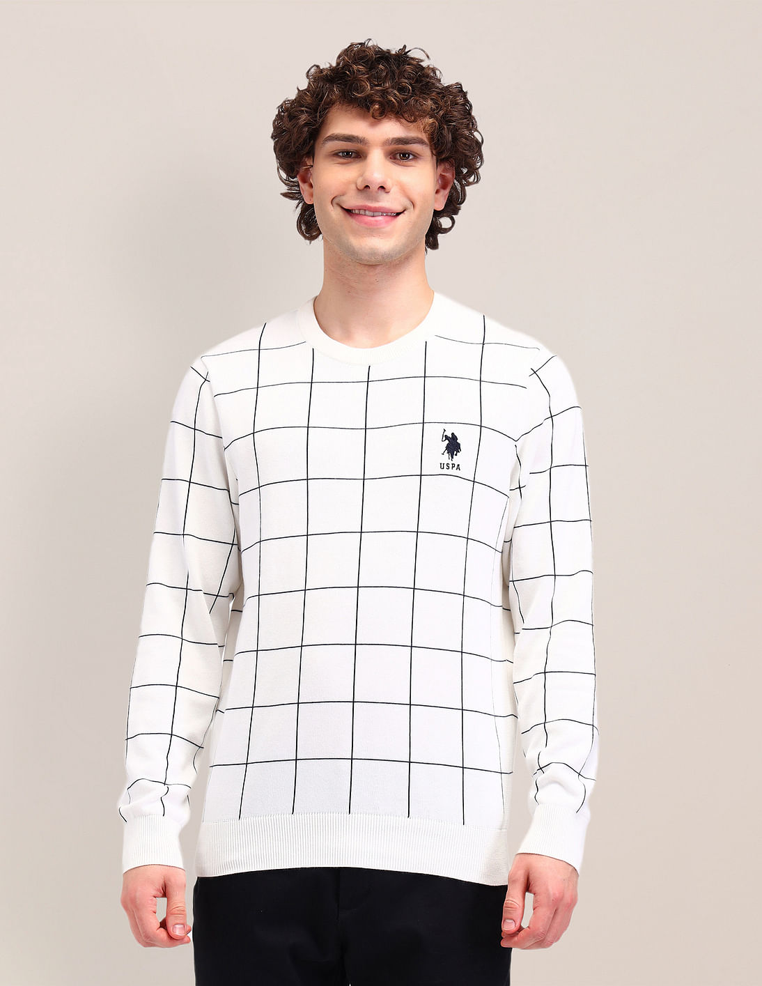 20aw Supreme Brushed Plaid Sweater white