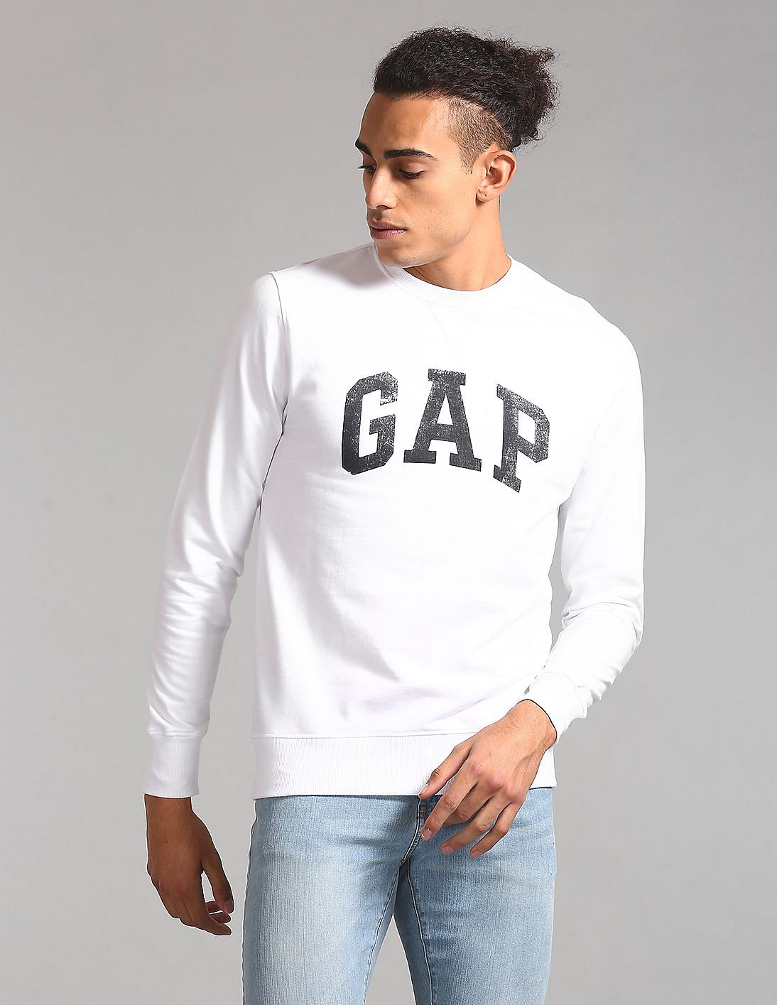 Buy GAP Men Men White Full Sleeve Printed Sweatshirt NNNOW