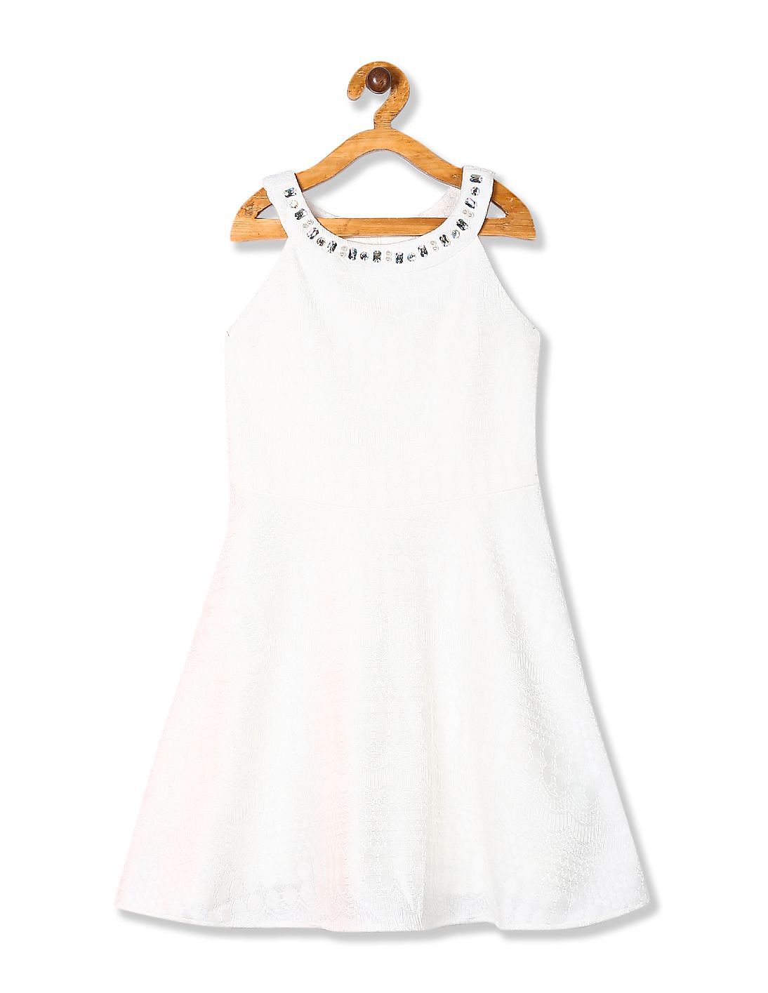 girls white skater dress