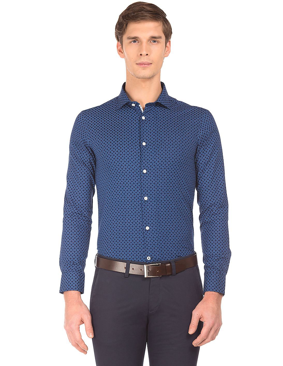 Buy USPA Tailored French Placket Printed Shirt - NNNOW.com