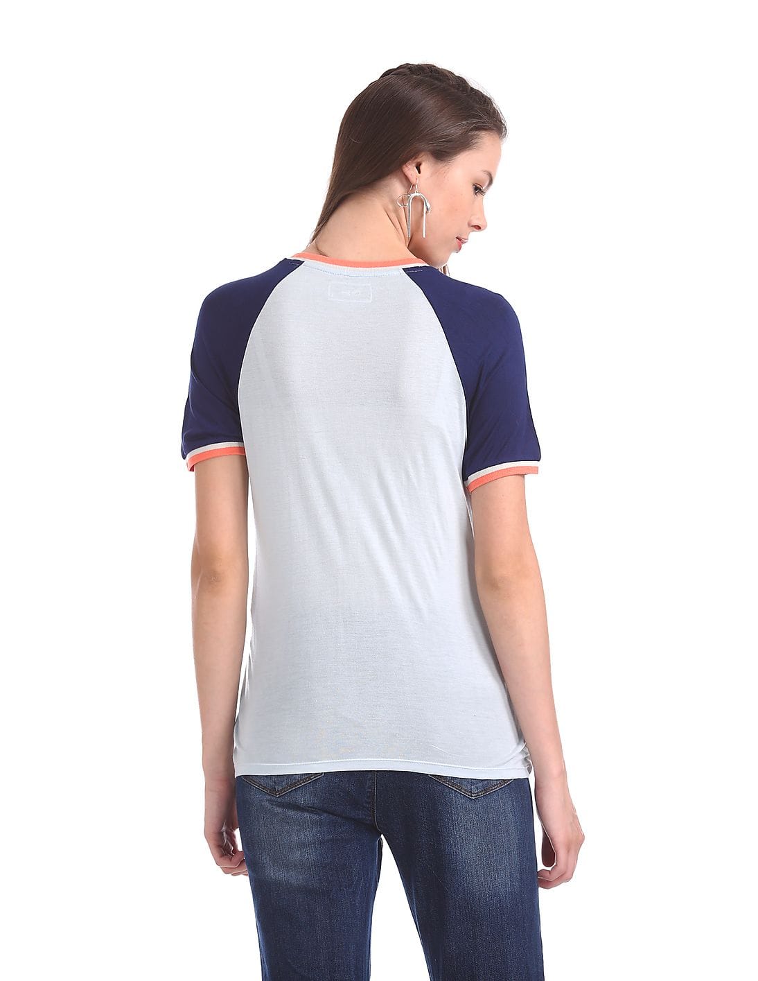 Women V-Neck Raglan Sleeve T-Shirt 