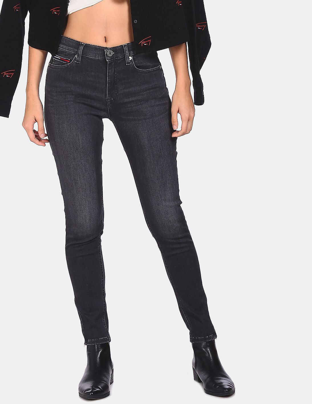 Verslaving tijdschrift Ja Buy Tommy Hilfiger Women Black Ankle Zip Nora Skinny Fit Jeans - NNNOW.com