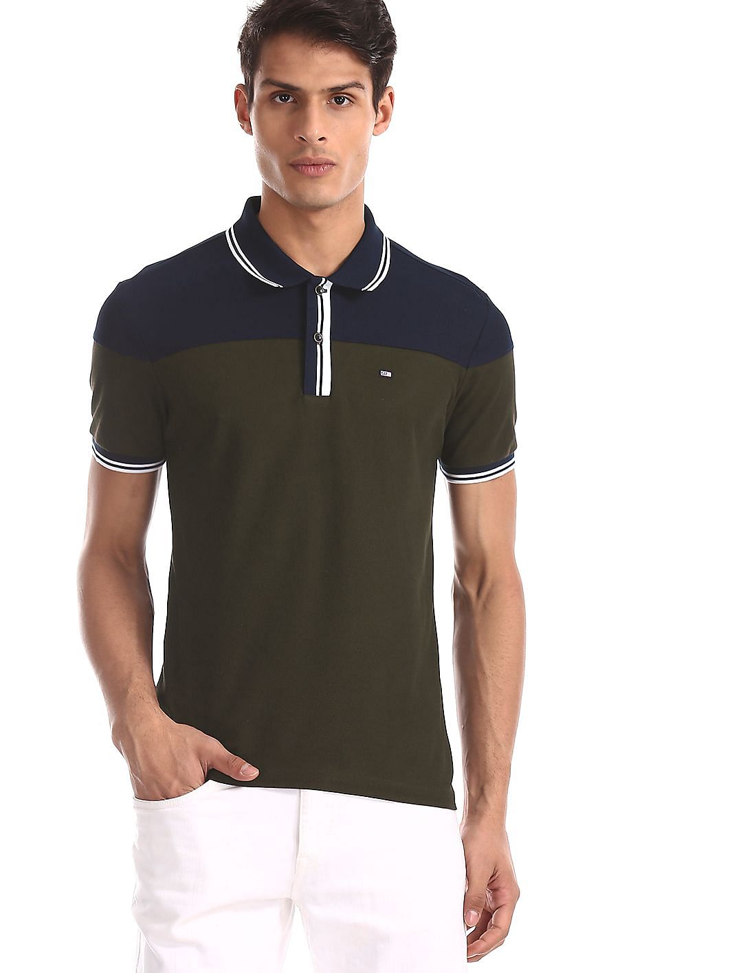 Buy Arrow Sports Colour Block Mercerized Cotton Polo Shirt - NNNOW.com