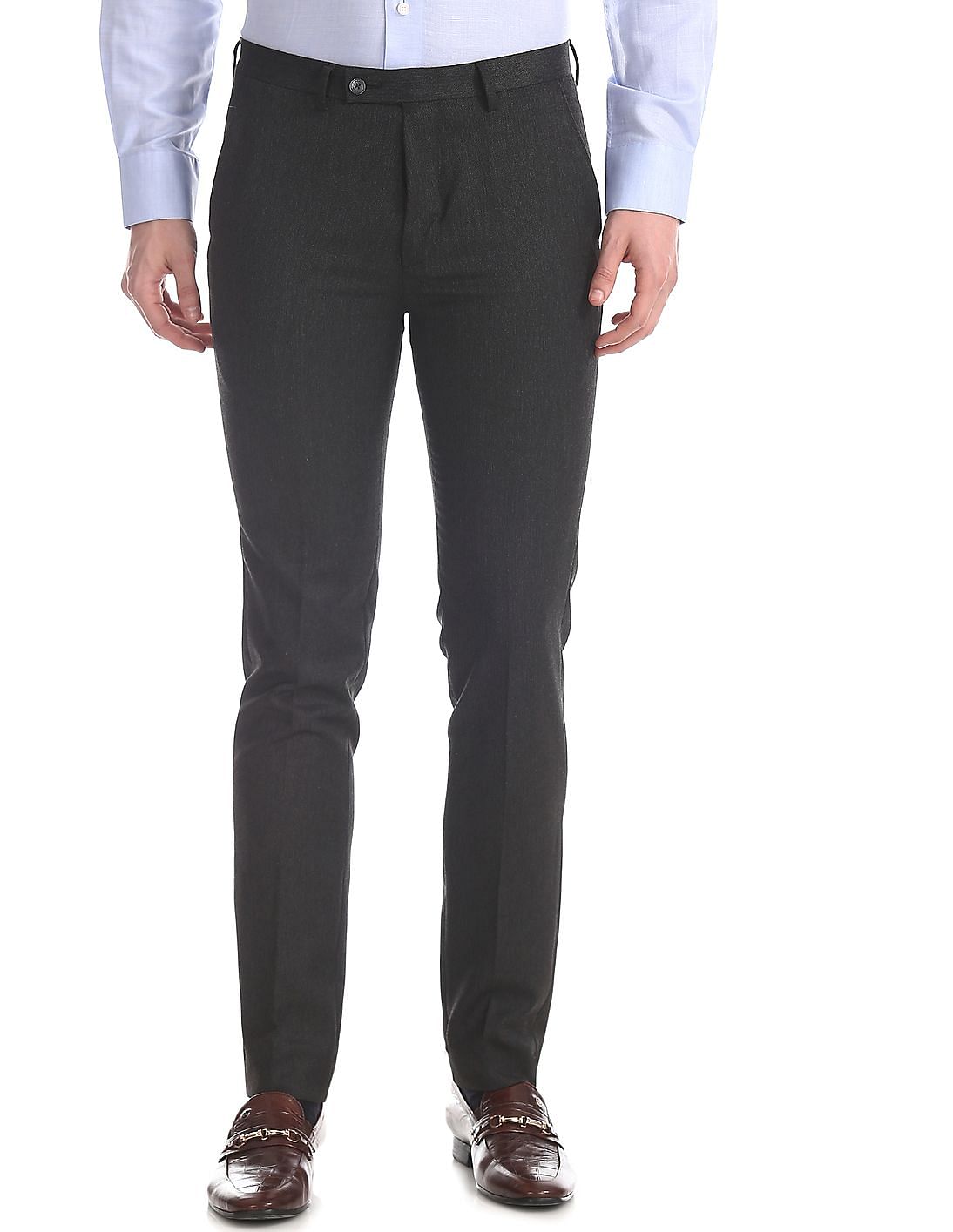 Buy Arrow Newyork Super Slim Fit Solid Trousers - NNNOW.com