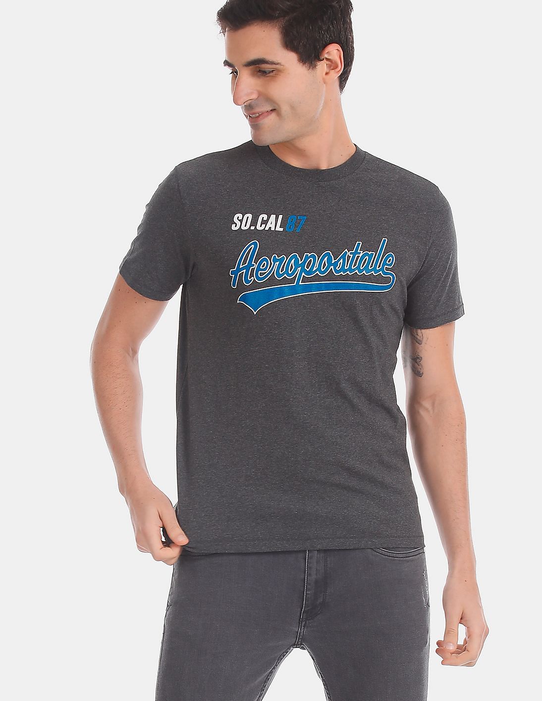 Buy Aeropostale Grey Crew Neck Short Sleeve T-Shirt - NNNOW.com