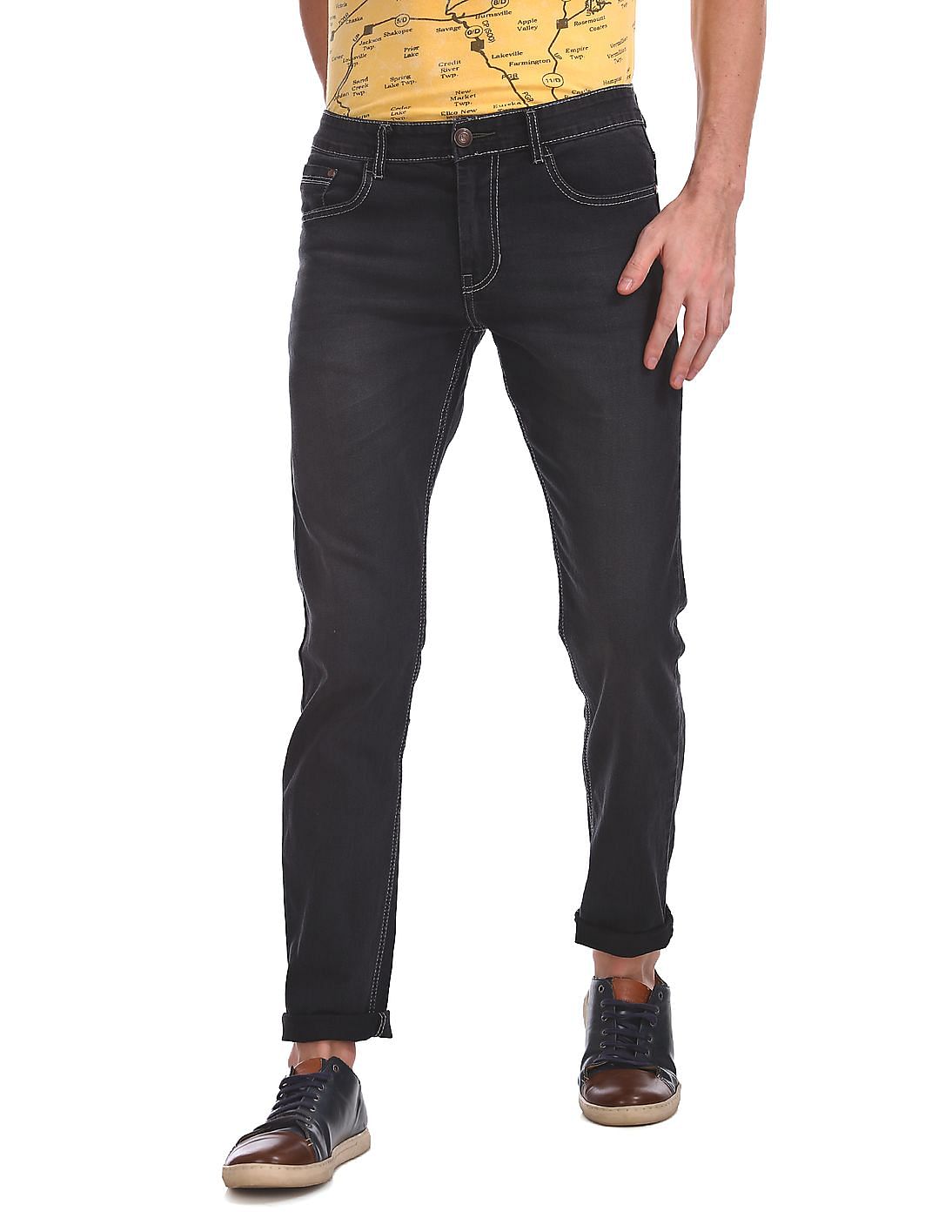 Buy Men Slim Fit Stone Wash Jeans online at NNNOW.com