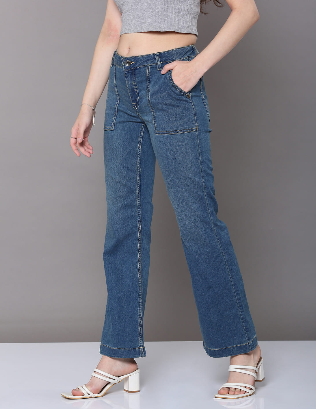 Buy Flying Machine Women Stone Wash Wide Leg Jeans - NNNOW.com