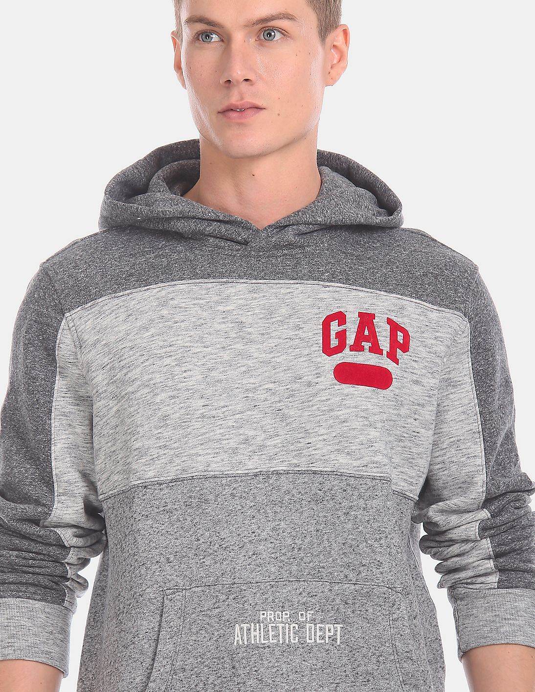 Buy GAP Grey Colour Block Hooded Sweatshirt - NNNOW.com