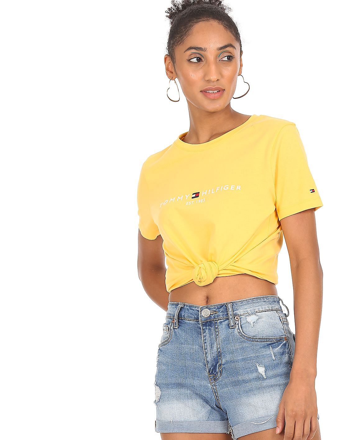 Tommy hilfiger deals yellow crop top