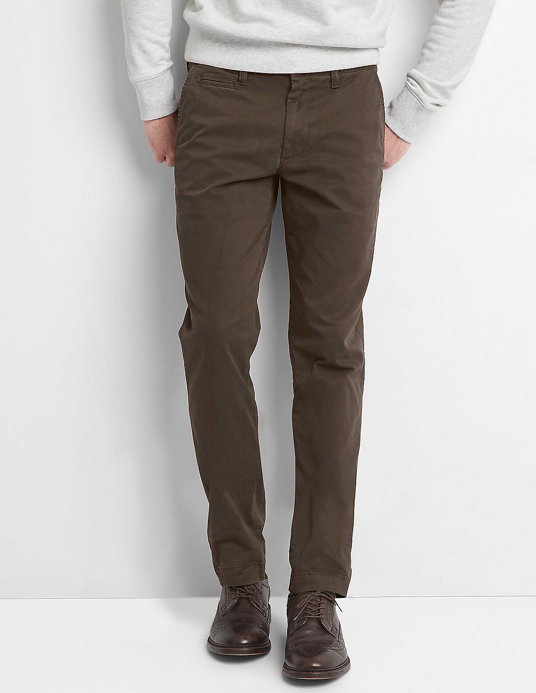 Buy GAP Men Brown Slim Fit Vintage Wash Stretch Khaki Pants - NNNOW.com