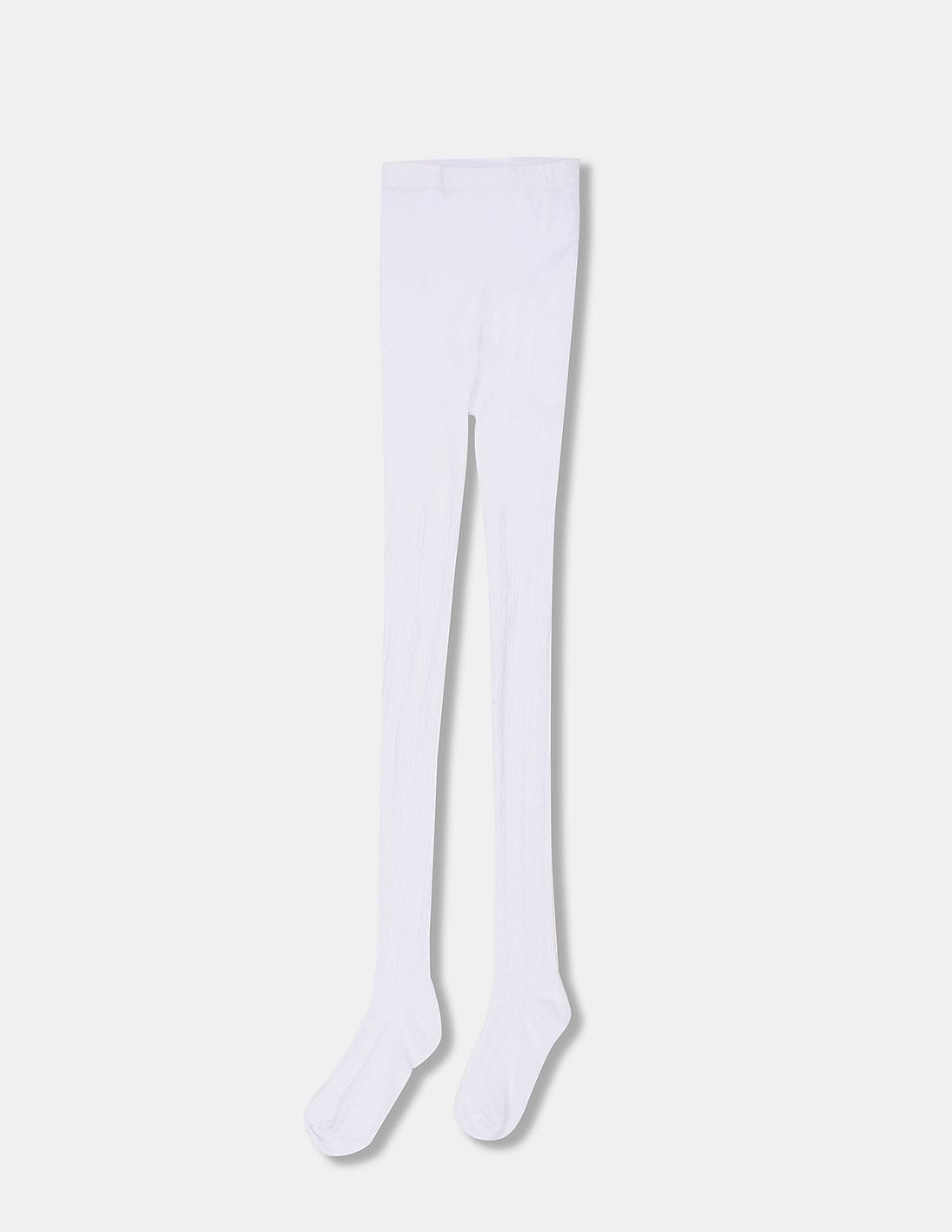 white cable tights