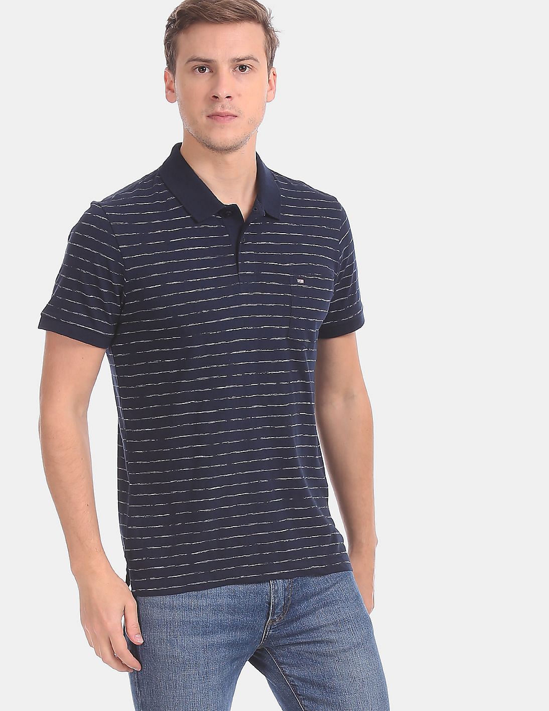 Buy Arrow Sports Patch Pocket Striped Polo Shirt - NNNOW.com