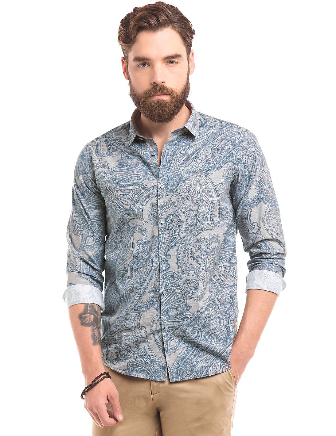 Buy True Blue Men Paisley Print Slim Fit Shirt - NNNOW.com