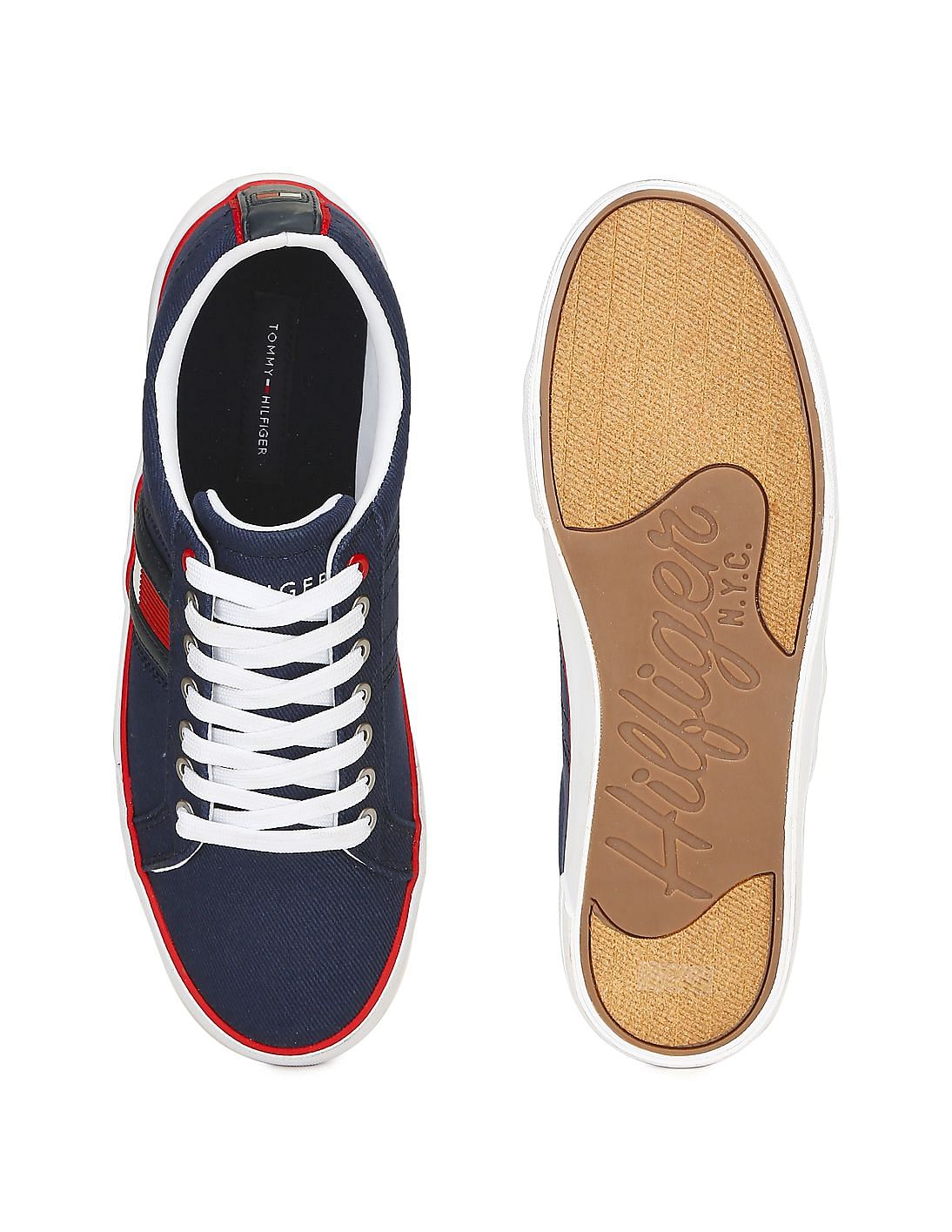 Buy Tommy Hilfiger Men Navy Round Toe Lace-Up Sneakers - NNNOW.com
