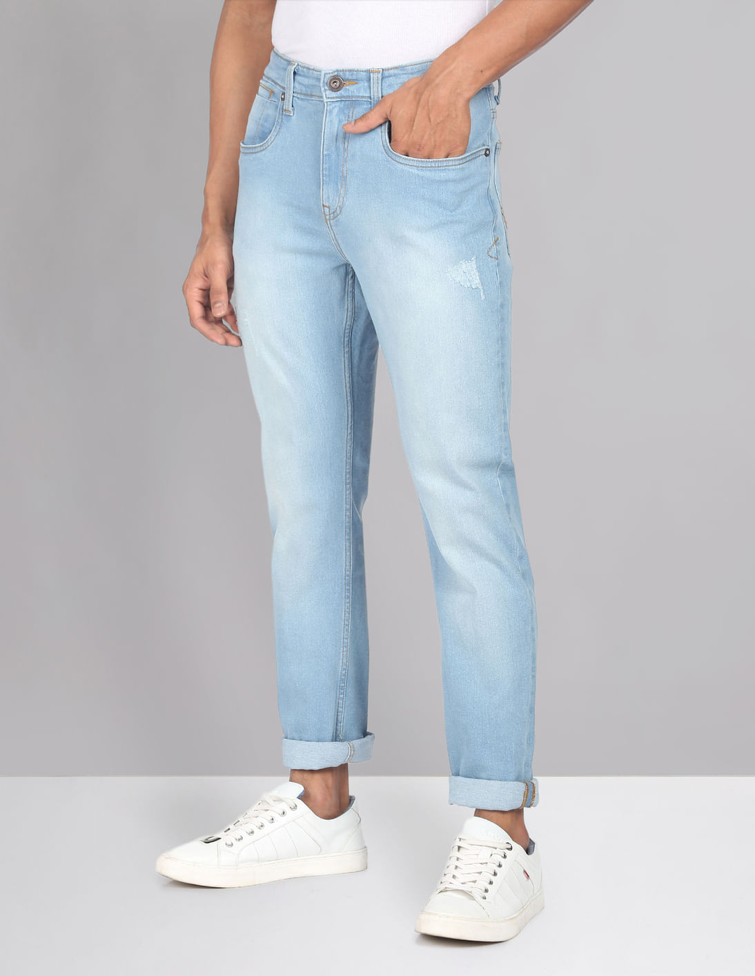 Buy AD by Arvind Slim Fit Stone Wash Jeans