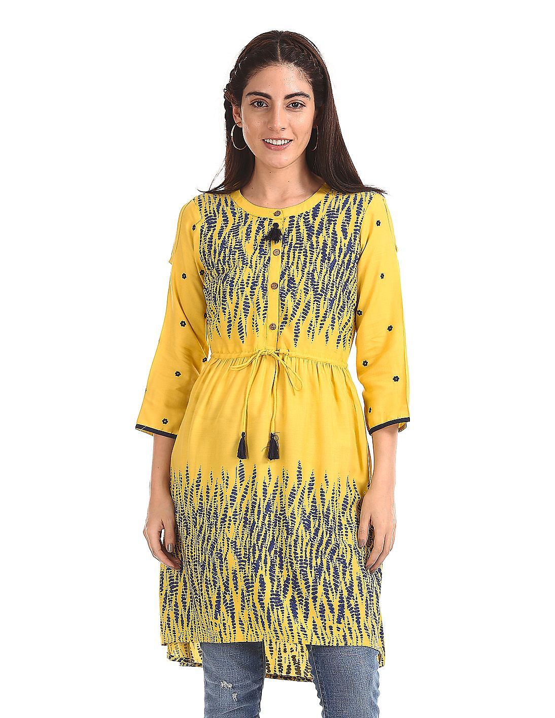 Buy Karigari Printed Cold Shoulder Kurta - NNNOW.com