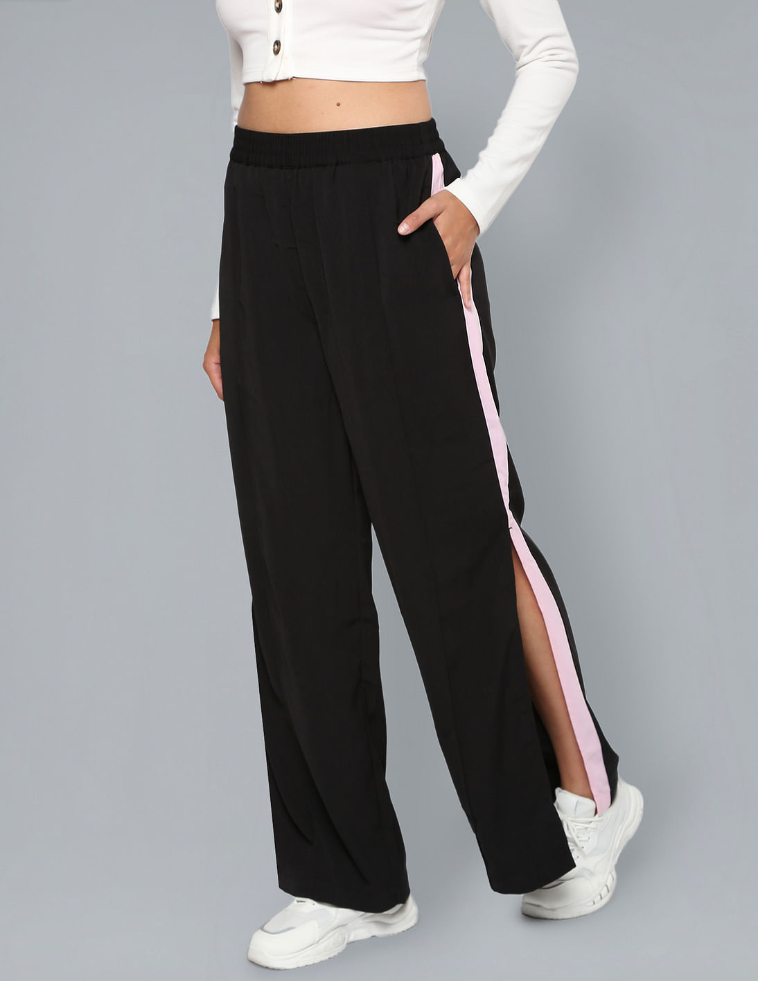 Buy Flying Machine Women Elasticised Waist Flared Trousers 