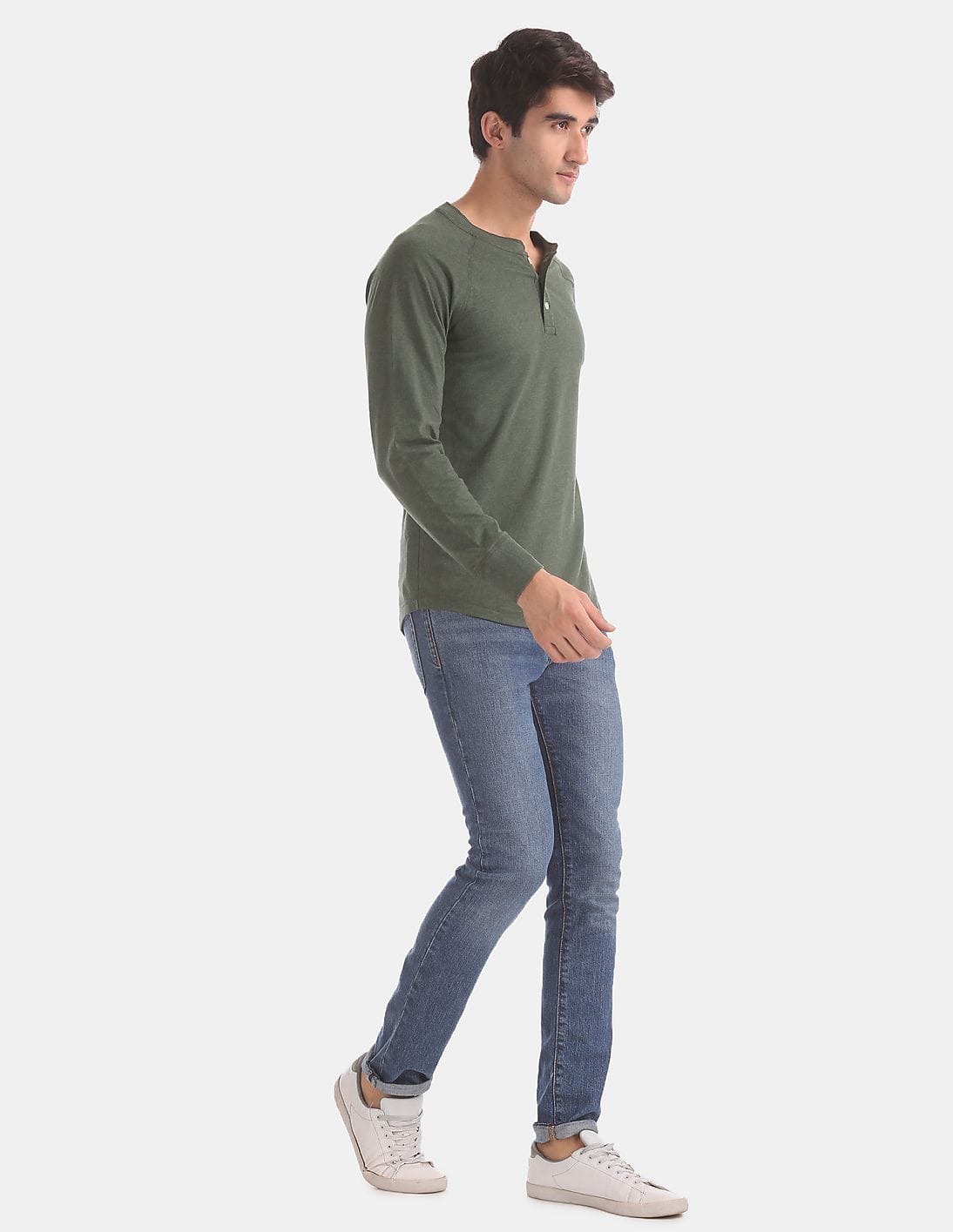 Buy GAP Men Green Long Sleeve Marled Henley T-Shirt - NNNOW.com