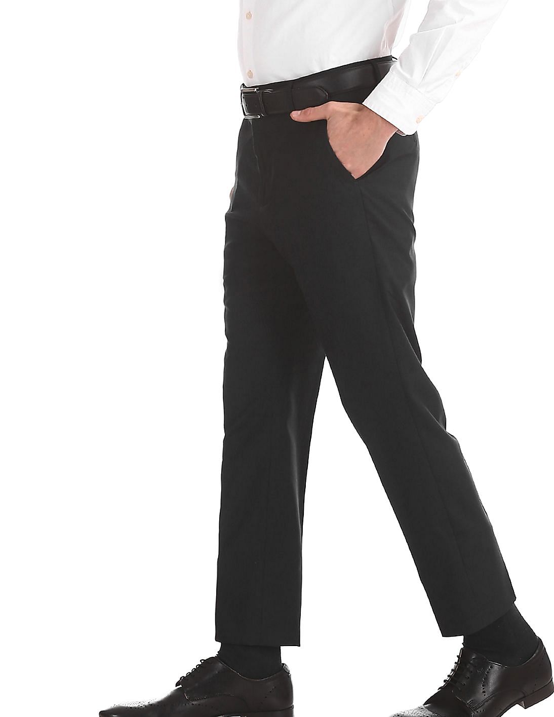 Buy Arrow Tapered Fit Solid Trousers - NNNOW.com