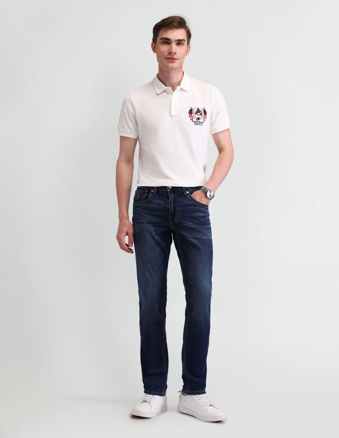 [ JEANS] Cool Essential Polo T-shirt ★大人気★ Buy U.S. Polo Assn. Denim Co. Brandon Slim Tapered Blue