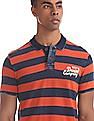 U.S. Polo Assn. Denim Co. Navy And Orange Regular Fit Striped Polo Shirt
