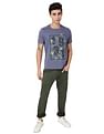 AD by Arvind Crew Neck Graphic Print Cotton T-Shirt