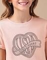 U.S. Polo Assn. Kids Girls Stud Detailed Relaxed Fit T-Shirt