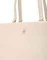 Tommy Hilfiger Solid Beige Polyester Tote Bag