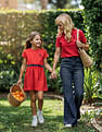 U.S. Polo Assn. Kids Girls Solid Fit And Flare Dress