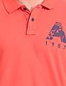 Aeropostale Men Red Brand Print Pique Polo Shirt