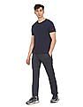 Tommy Hilfiger Men Navy Mid Rise Solid Casual Trousers