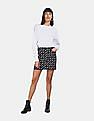 Calvin Klein Women Black Brand Print Denim Mini Skirt