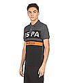 U.S. Polo Assn. Denim Co. Ribbed Collar Brand Print Polo Shirt