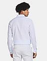 USPA Tailored Men Light Blue Spread Collar Check Formal Shirt
