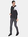Calvin Klein Men Black And White Zip Up Colour Block Hoodie
