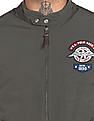 U.S. Polo Assn. Denim Co. Men Olive Mandarin Collar Solid Biker Jacket