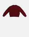 Tommy Hilfiger Kids Girls Maroon Round Neck Cable Knit Cardigan