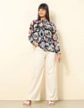 U.S. Polo Assn. Women Ruffle Neck Floral Printed Top