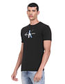 Calvin Klein Men Black Crew Neck Brand Print Cotton T-Shirt