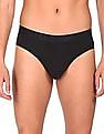 Calvin Klein Underwear Men Black Solid Elasticized Brand Waist Briefs